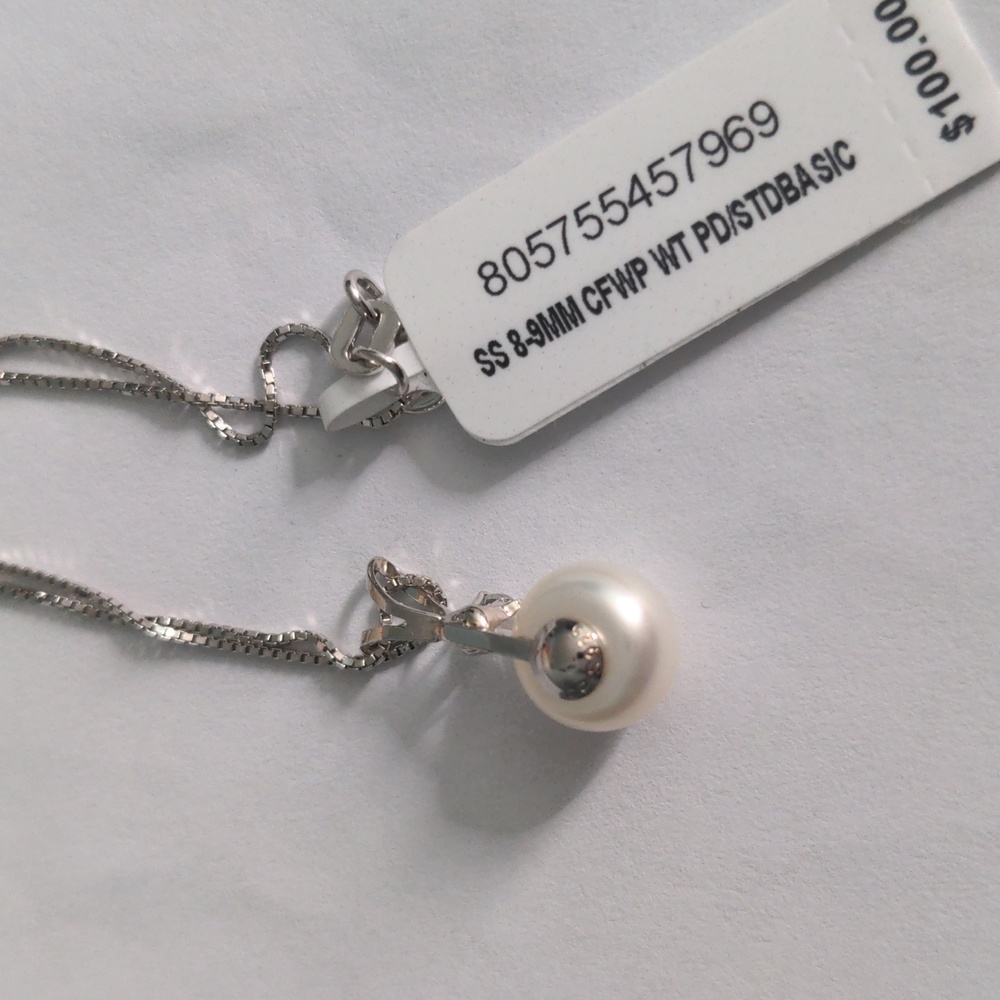 NWT Genuine Peart Pendant Necklace, Sterling Silver Chain, Dainty Freshwater - Picture 4 of 5